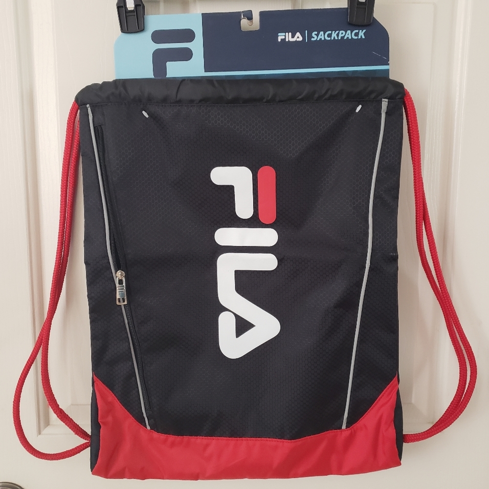 NWT Authentic Fila Drawstring Sackpack -Black/Red